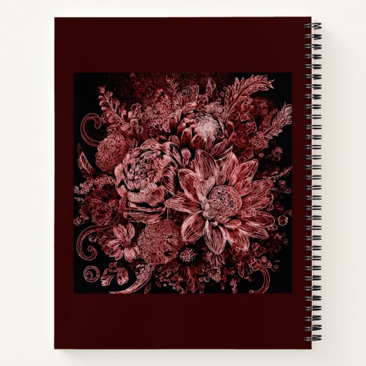 Blume mit Gravur - Tagebuch Notizblock (Rückseite)