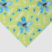 Blume mit grünen und blauen Wasserfarben und Affir Seidenpapier (Ausschnitt)