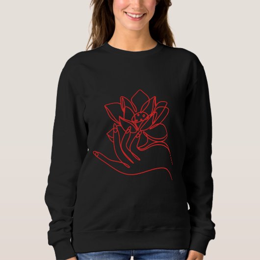 Blume mit Handfrauen einfaches Sweartshirt. Sweatshirt (Vorderseite)