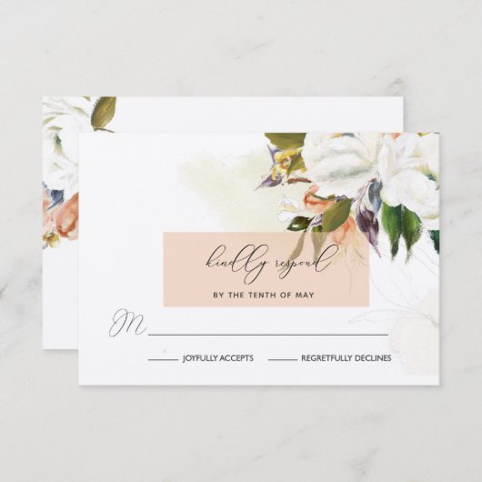 Blume mit handgemalten Ölgemälden, RSVP in Peach (Vorne/Hinten)