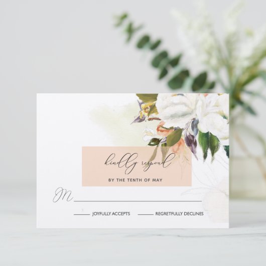 Blume mit handgemalten Ölgemälden, RSVP in Peach (Stehend Vorderseite)