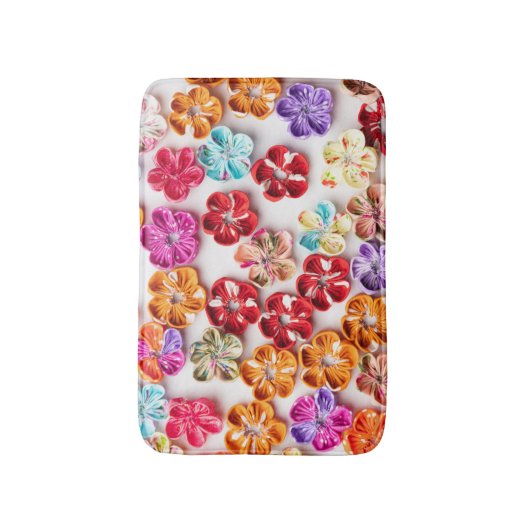 Blume mit Handnähte, Multicolor Badematte (Vorderseite Vertikal)