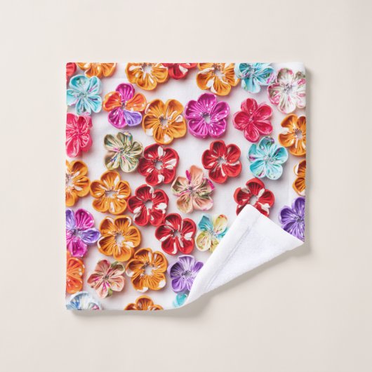 Blume mit Handnähte, Multicolor Badhandtuch Set (Waschlappen)