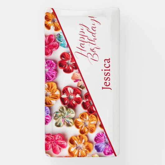 Blume mit Handnähte, Multicolor Banner (Vertikal)