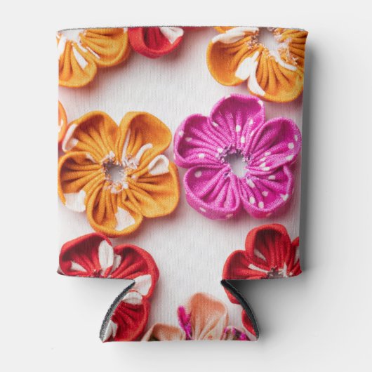 Blume mit Handnähte, Multicolor Dosenkühler (Vorderseite)