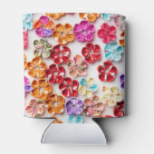 Blume mit Handnähte, Multicolor Dosenkühler (Rückseite)