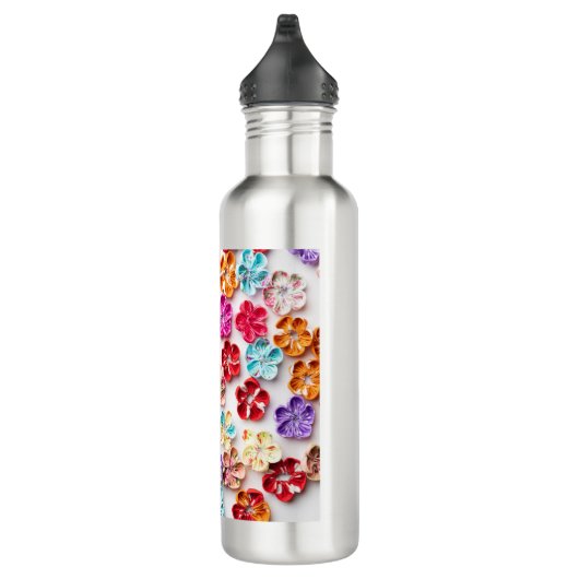 Blume mit Handnähte, Multicolor Edelstahlflasche (Rechts)