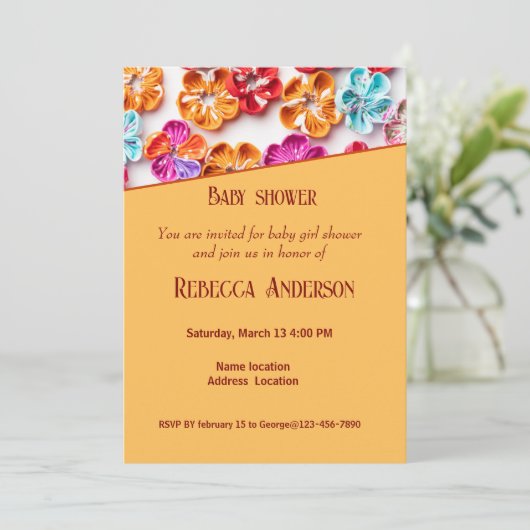 Blume mit Handnähte, Multicolor Einladung (Stehend Vorderseite)