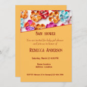 Blume mit Handnähte, Multicolor Einladung (Vorne/Hinten)