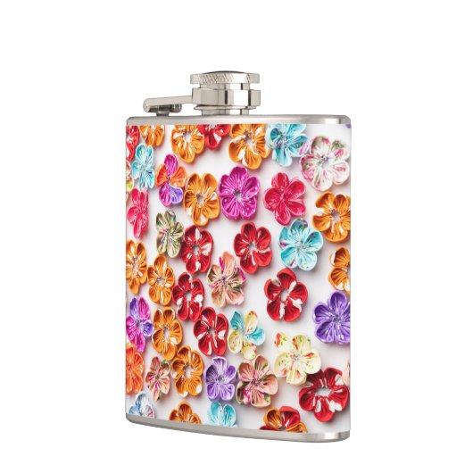 Blume mit Handnähte, Multicolor Flachmann (Links)