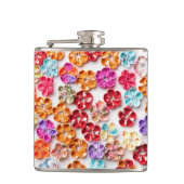 Blume mit Handnähte, Multicolor Flachmann (Vorderseite)