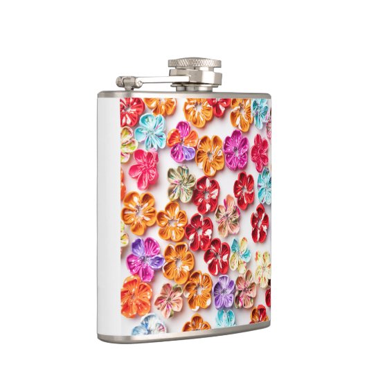 Blume mit Handnähte, Multicolor Flachmann (Rechts)