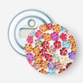 Blume mit Handnähte, Multicolor Flaschenöffner (Vorderseite)