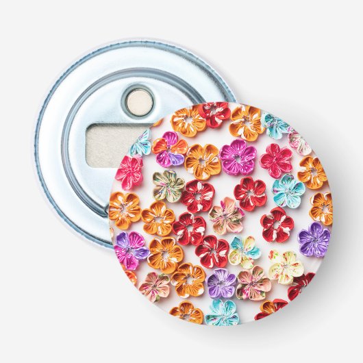 Blume mit Handnähte, Multicolor Flaschenöffner (Vorderseite)