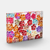 Blume mit Handnähte, Multicolor Fotoblock (Links)