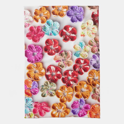 Blume mit Handnähte, Multicolor Geschirrtuch (Vertikal)