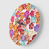 Blume mit Handnähte, Multicolor Große Wanduhr (Winkel)