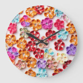 Blume mit Handnähte, Multicolor Große Wanduhr (Vorderseite)
