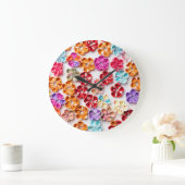 Blume mit Handnähte, Multicolor Große Wanduhr (Zuhause)