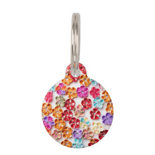 Blume mit Handnähte, Multicolor Haustiermarke