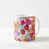 Blume mit Handnähte, Multicolor Kaffeetasse (VorderseiteRechts)