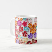 Blume mit Handnähte, Multicolor Kaffeetasse (Vorderseite Links)