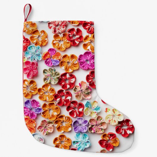 Blume mit Handnähte, Multicolor Kleiner Weihnachtsstrumpf (Vorderseite)
