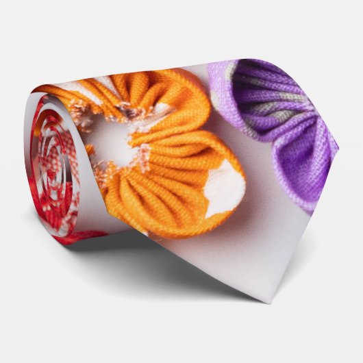 Blume mit Handnähte, Multicolor Krawatte (Gerollt)