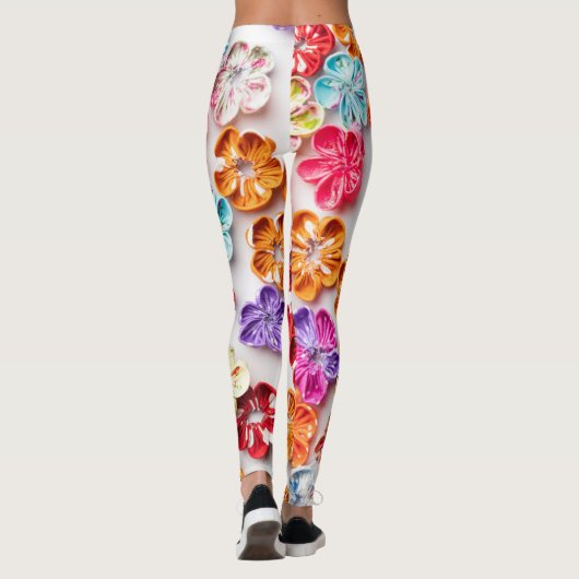 Blume mit Handnähte, Multicolor Leggings (Rückseite)