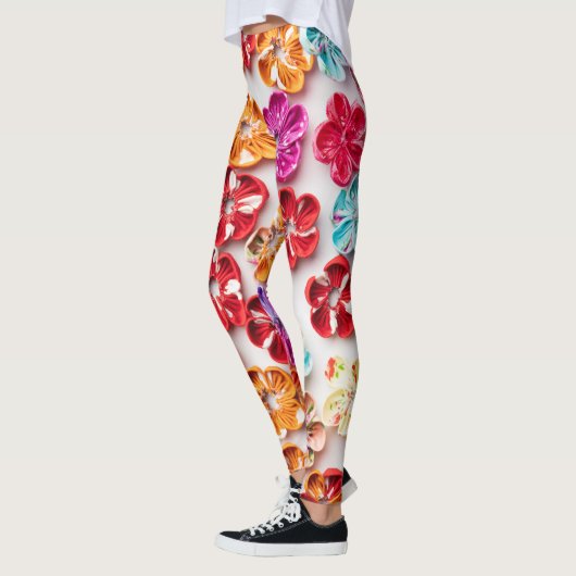 Blume mit Handnähte, Multicolor Leggings (Links)
