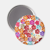 Blume mit Handnähte, Multicolor Magnet (Vorderseite/Rückseite)