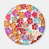 Blume mit Handnähte, Multicolor Magnet (Vorne)