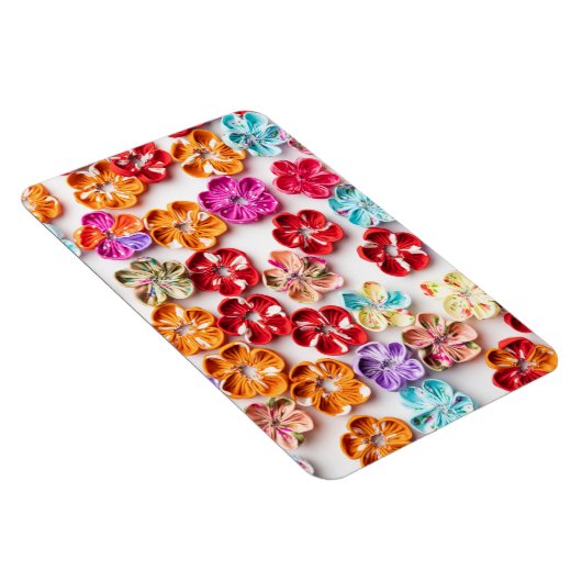 Blume mit Handnähte, Multicolor Magnet (Rechte Seite)