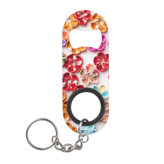 Blume mit Handnähte, Multicolor Mini Flaschenöffner (Vorderseite)
