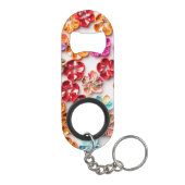 Blume mit Handnähte, Multicolor Mini Flaschenöffner (Rückseite)