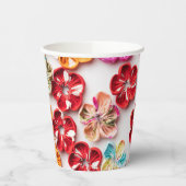 Blume mit Handnähte, Multicolor Pappbecher (Links)