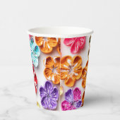 Blume mit Handnähte, Multicolor Pappbecher (Rechts)