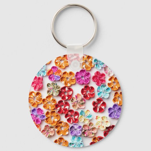 Blume mit Handnähte, Multicolor Schlüsselanhänger (Vorderseite)