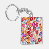 Blume mit Handnähte, Multicolor Schlüsselanhänger (Vorderseite links)