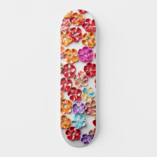Blume mit Handnähte, Multicolor Skateboard