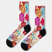 Blume mit Handnähte, Multicolor Socken (Linkes Detail)