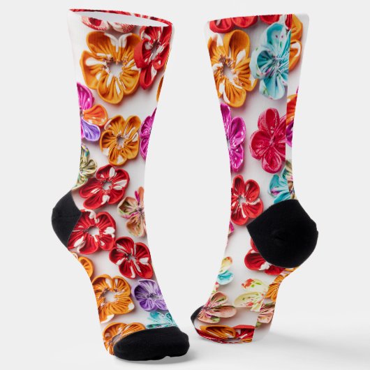 Blume mit Handnähte, Multicolor Socken (Gewinkelt)