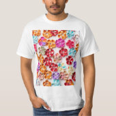 Blume mit Handnähte, Multicolor T-Shirt (Vorderseite)