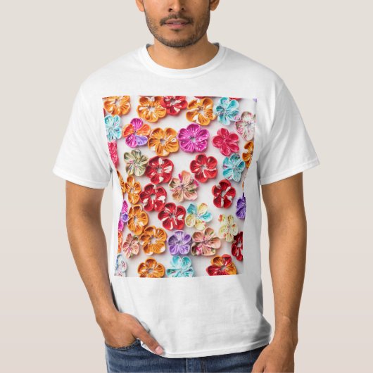Blume mit Handnähte, Multicolor T-Shirt (Vorderseite)