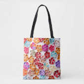 Blume mit Handnähte, Multicolor Tasche (Vorderseite)
