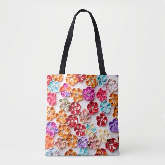 Blume mit Handnähte, Multicolor Tasche (Vorderseite)
