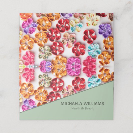 Blume mit Handnähte, Multicolor Terminkarte (Außenseite Aufgefaltet)