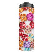 Blume mit Handnähte, Multicolor Thermosbecher (Vorderseite)