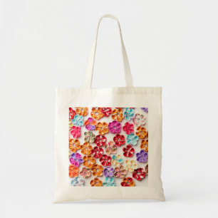Blume mit Handnähte, Multicolor Tragetasche