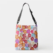 Blume mit Handnähte, Multicolor Tragetaschen Mit Langen Trägern (Rückseite)